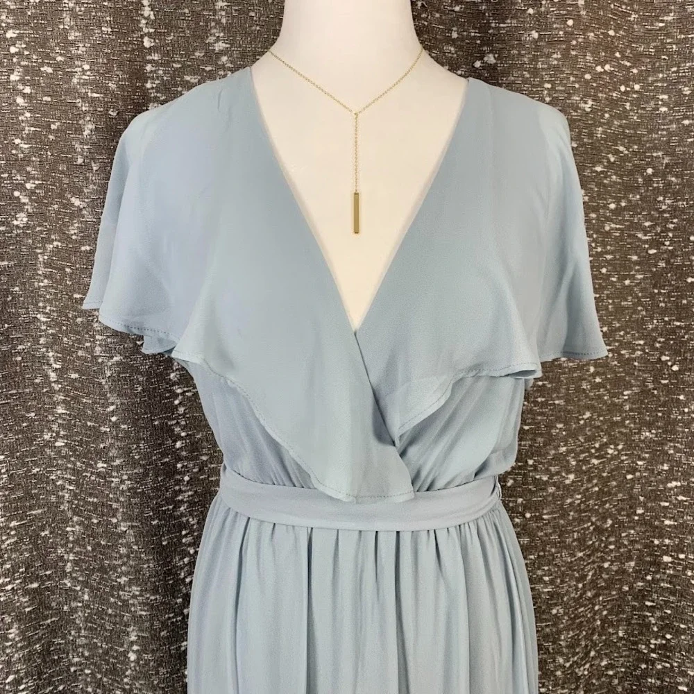 Show Me Your Mumu Blue Audrey Maxi Dress Wedding Bridesmaid Ruffled‎ Women's M